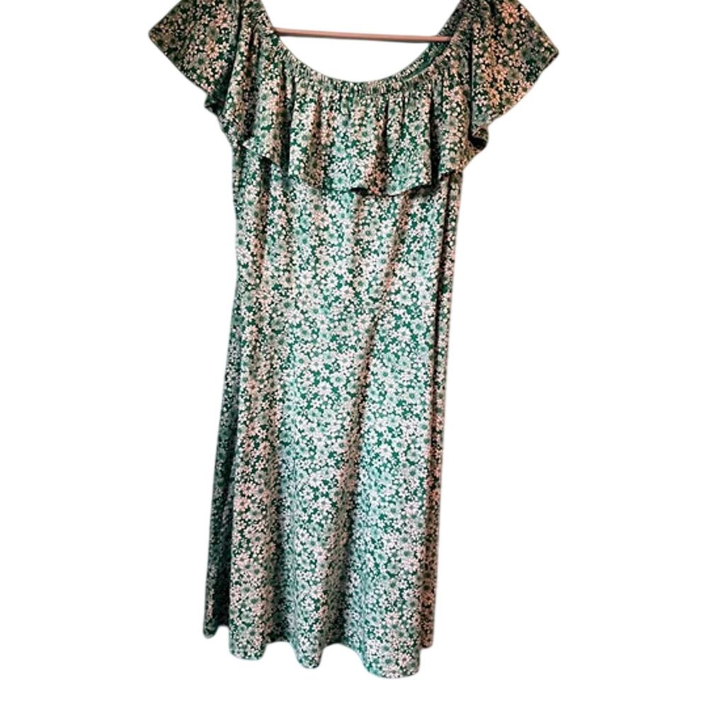 Joe Boxer dress green and white flower summer dress size Large 10 12